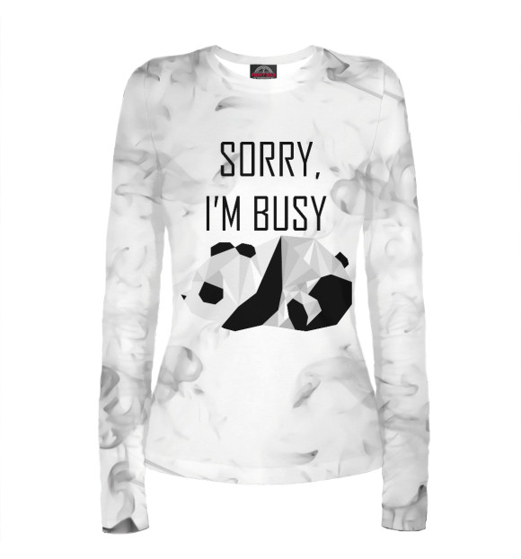 Женский лонгслив с изображением Lazy Panda цвета Белый