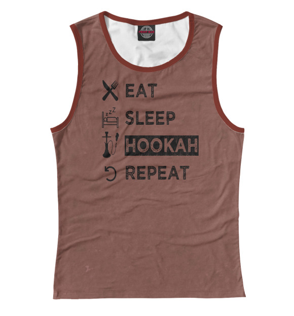 Майка для девочки с изображением Eat Sleep Hookah Repeat цвета Белый