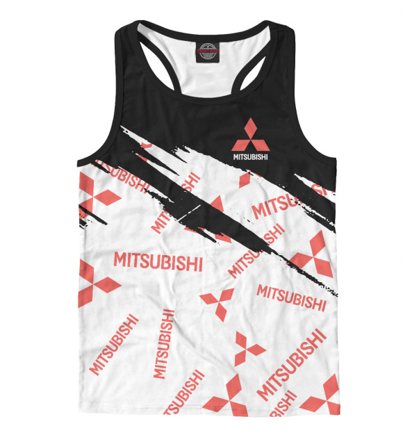 Мужская майка-борцовка с изображением Mitsubishi цвета Белый