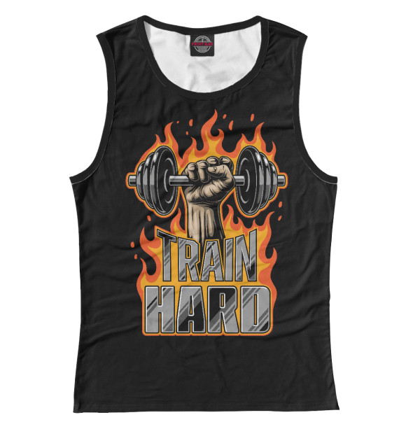Майка для девочки с изображением Train hard цвета Белый