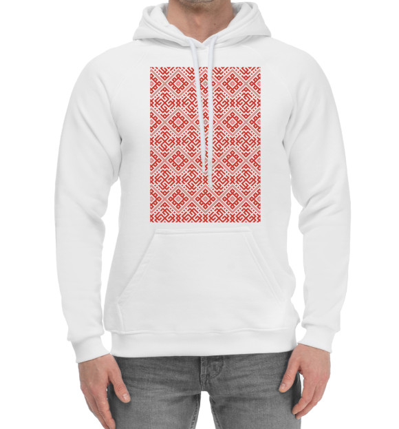 Мужской хлопковый худи с изображением Сварожич цвета Белый