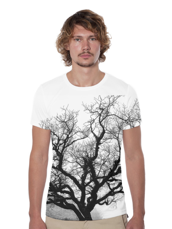 Мужская футболка с изображением Дерево цвета Белый