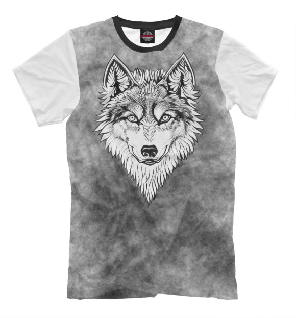 Мужская футболка с изображением Волчий мотив цвета Белый