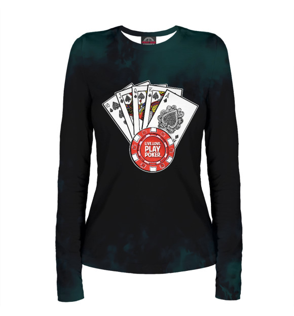 Женский лонгслив с изображением Poker цвета Белый