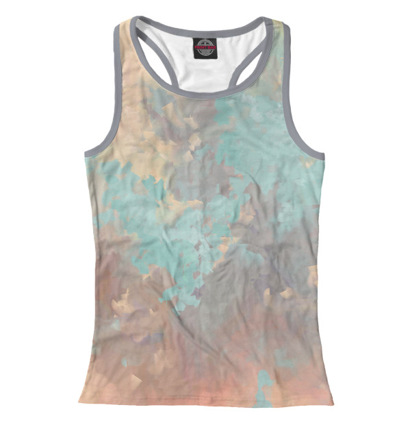 Женская майка-борцовка с изображением Мазки красок голубые цвета Белый