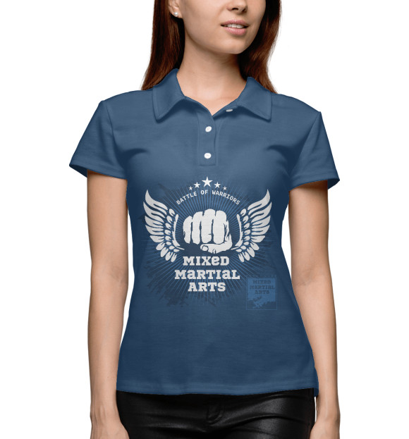 Женское поло с изображением Mixed Martial Arts цвета Белый