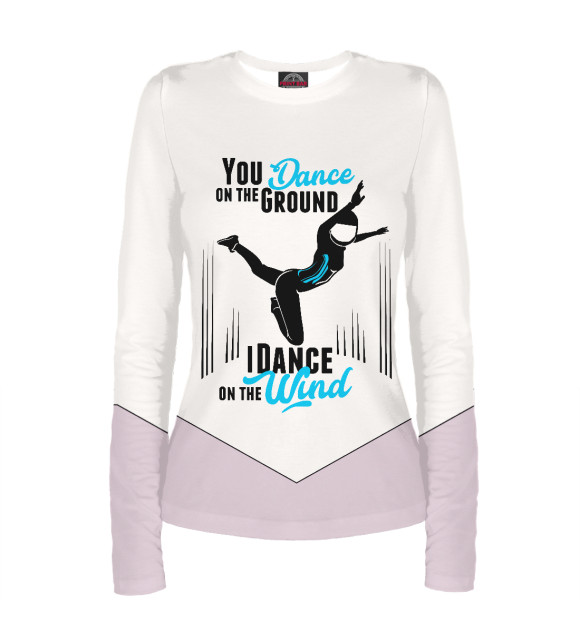 Женский лонгслив с изображением I Dance on the Wind Indoor цвета Белый