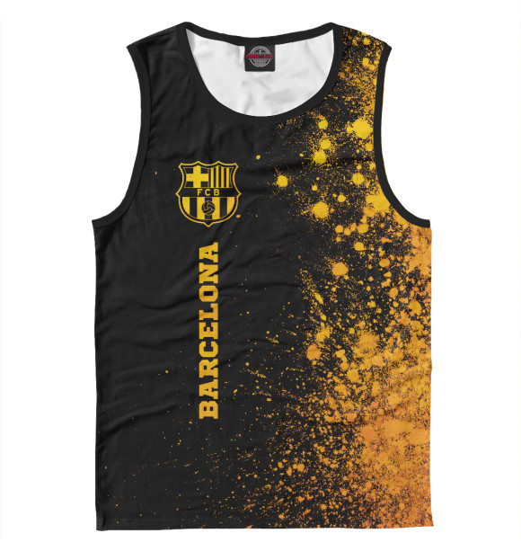 Мужская майка с изображением Barcelona Gold Gradient (брызги) цвета Белый