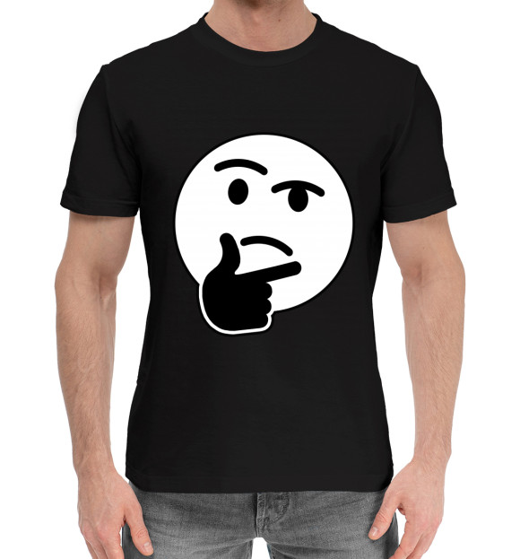 Мужская хлопковая футболка с изображением Хм... цвета Черный