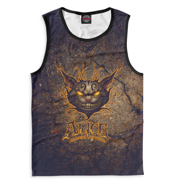 Мужская майка с притом Cheshire Cat цвета Белый Мужская майка с изображением Cheshire Cat цвета Белый