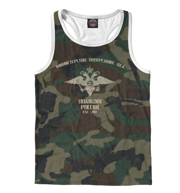 Мужская майка-борцовка с притом Полиция цвета Белый Мужская майка-борцовка с изображением Полиция цвета Белый