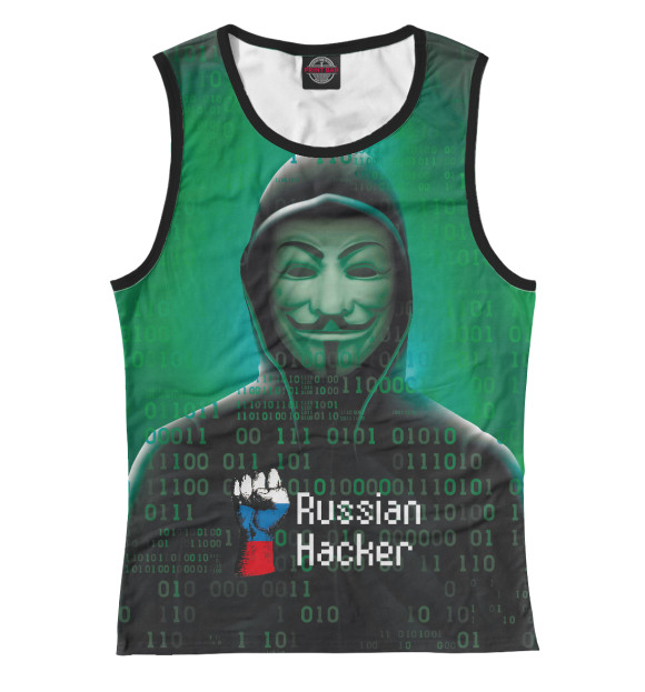 Женская майка с изображением Russian Hacker цвета Белый