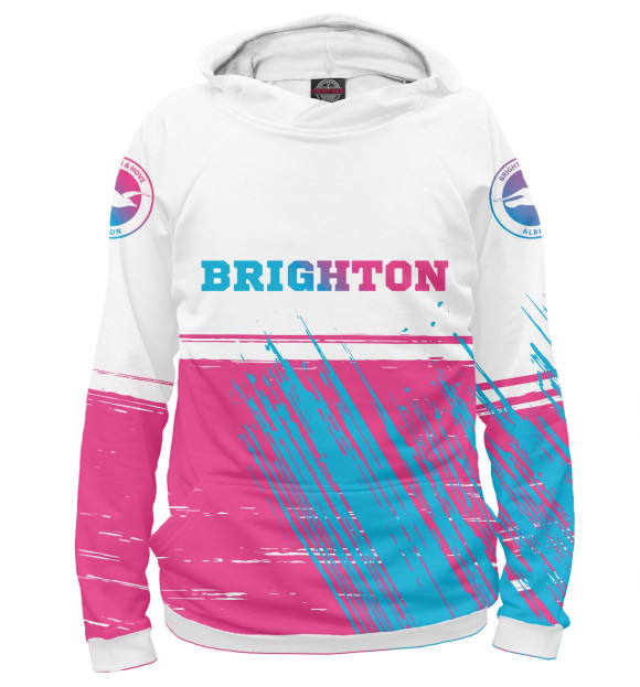 Мужское худи с изображением Brighton Neon Gradient (цвета) цвета Белый