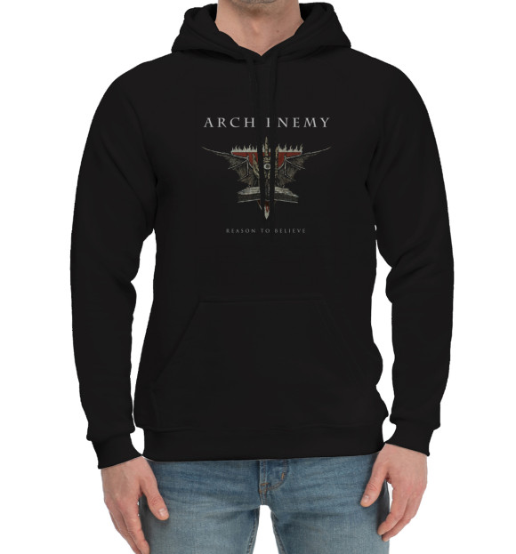 Мужской хлопковый худи с изображением Arch Enemy цвета Черный