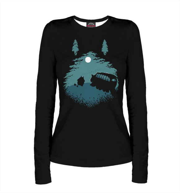 Женский лонгслив с изображением Приключения Тоторо цвета Белый