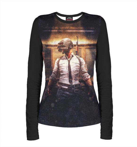 Женский лонгслив с изображением PUBG цвета Белый