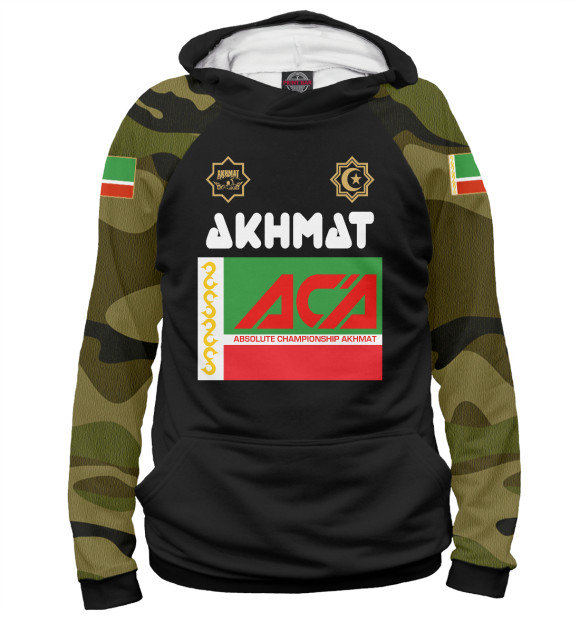 Мужское худи с изображением Akhmat цвета Белый