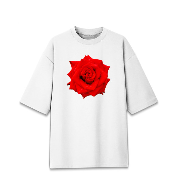 Мужская футболка оверсайз с притом Роза в основе цвета Белый Мужская футболка оверсайз с изображением Роза в основе цвета Белый