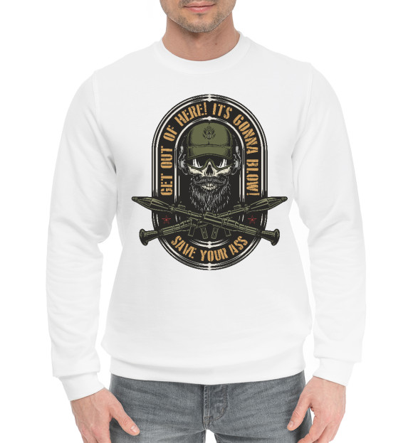 Мужской хлопковый свитшот с притом Псы войны цвета Белый Мужской хлопковый свитшот с изображением Псы войны цвета Белый