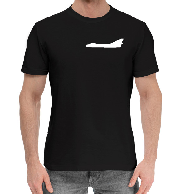 Мужская хлопковая футболка с изображением Су-7 белый на черном фоне цвета Черный