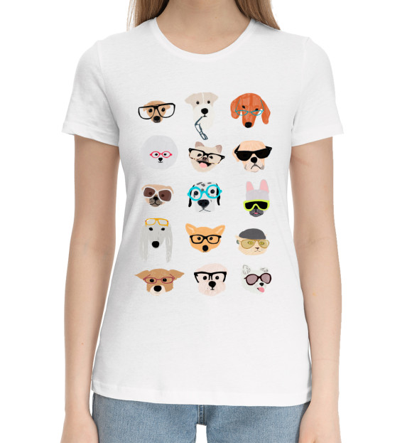 Женская хлопковая футболка с изображением Собаки цвета Белый