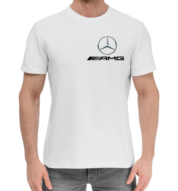 Мужская хлопковая футболка с изображением Mercedes AMG цвета Белый