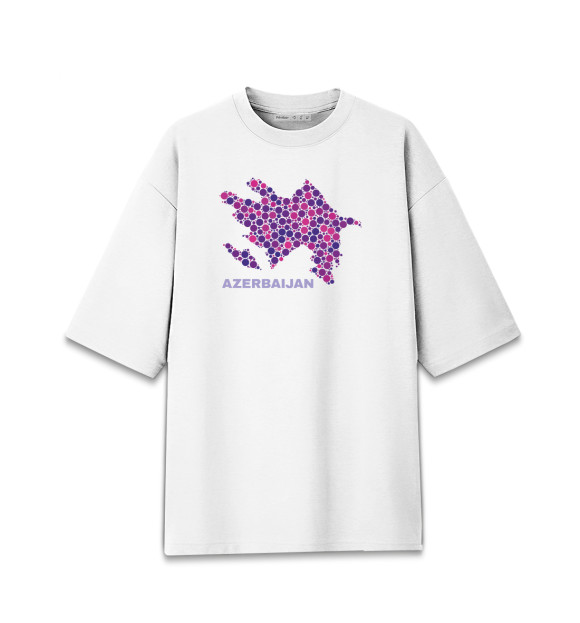 Мужская футболка оверсайз с притом Azerbaijan цвета Белый Мужская футболка оверсайз с изображением Azerbaijan цвета Белый