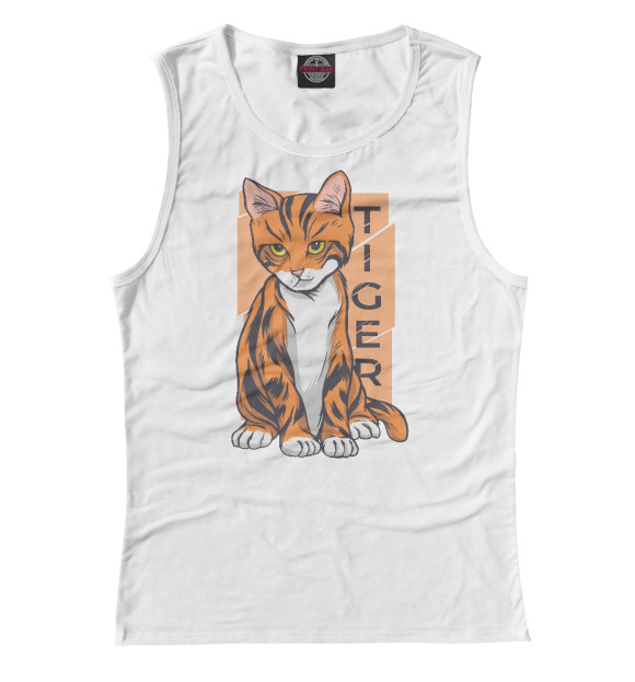 Майка для девочки с изображением Tiger cat цвета Белый