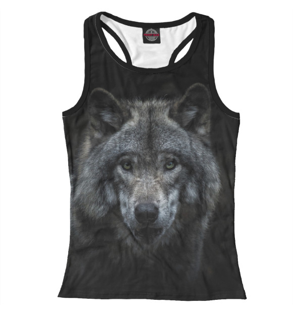 Женская майка-борцовка с изображением Волк цвета Белый