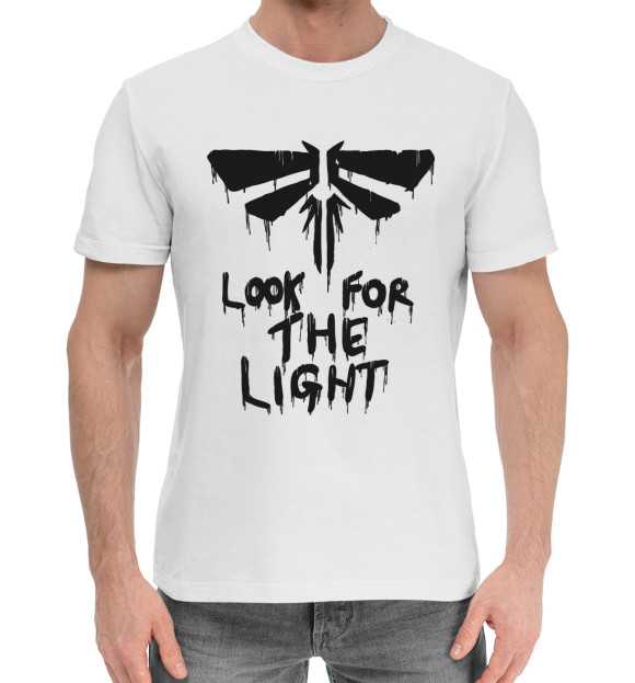 Мужская хлопковая футболка с изображением Look for the light цвета Белый