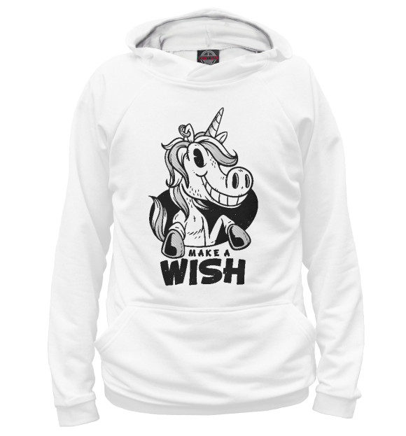 Мужское худи с изображением Make a wish цвета Белый