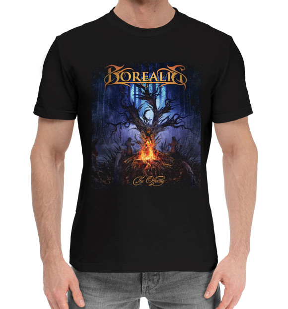 Мужская хлопковая футболка с притом Borealis цвета Черный Мужская хлопковая футболка с изображением Borealis цвета Черный