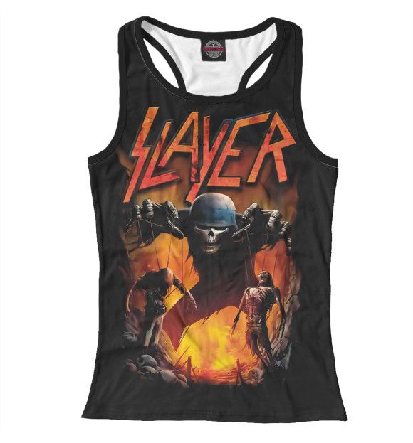 Женская майка-борцовка с изображением Slayer цвета Белый