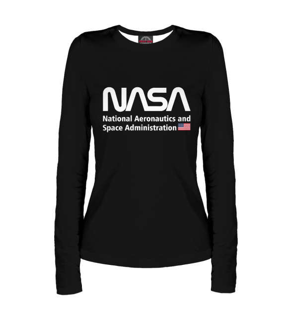 Женский лонгслив с изображением NASA цвета Белый