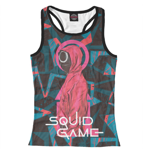 Женская майка-борцовка с изображением Игра в кальмара цвета Белый