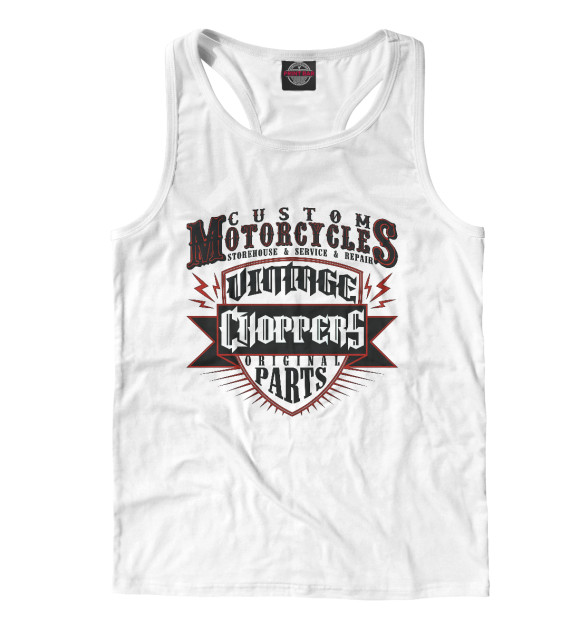 Мужская майка-борцовка с изображением Custom motorcycles цвета Белый