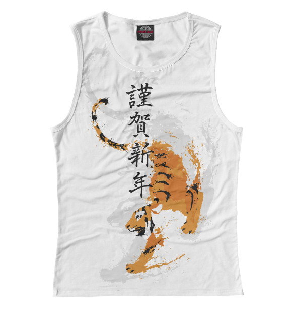 Майка для девочки с изображением Китайский тигр цвета Белый