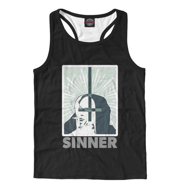 Мужская майка-борцовка с изображением Грешница цвета Белый