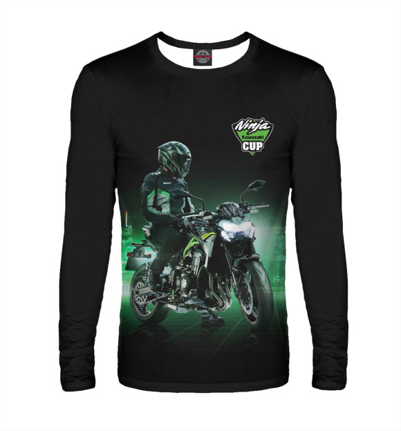 Мужской лонгслив с изображением Kawasaki ninja cup цвета Белый