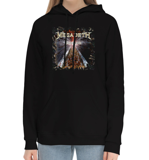Женский хлопковый худи с изображением Megadeth цвета Черный