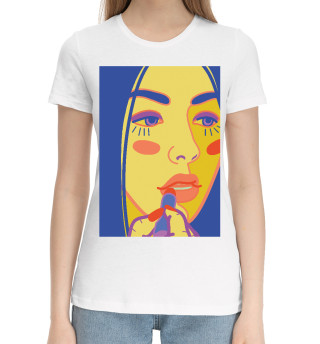 Хлопковая футболка для девочек Яркий женский портрет в стиле поп-арт