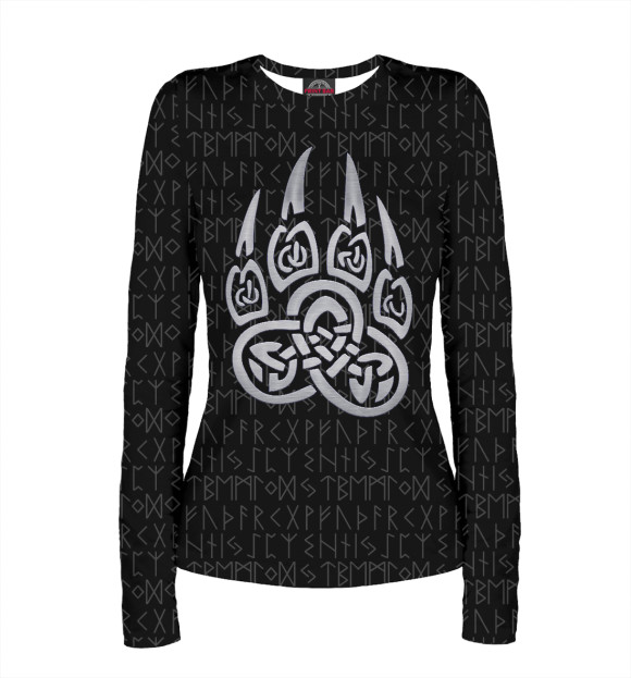 Женский лонгслив с изображением Оберег Печать Велеса цвета Белый