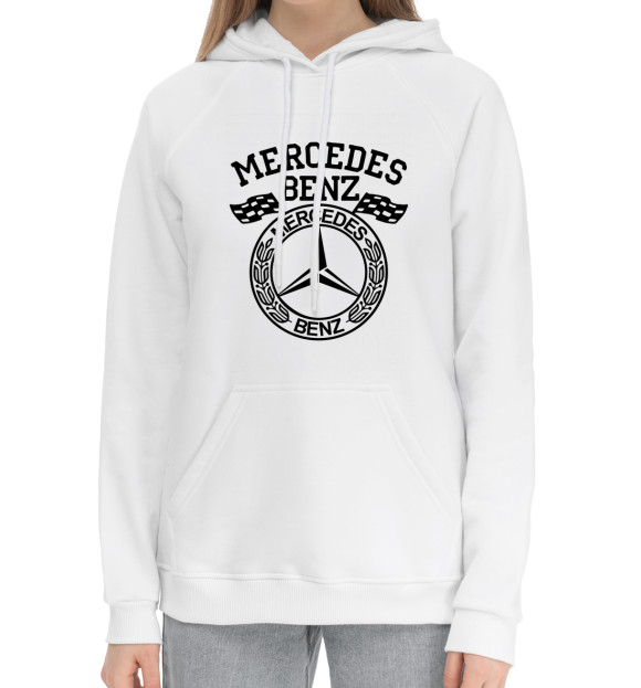 Женский хлопковый худи с изображением Mercedes-Benz цвета Белый