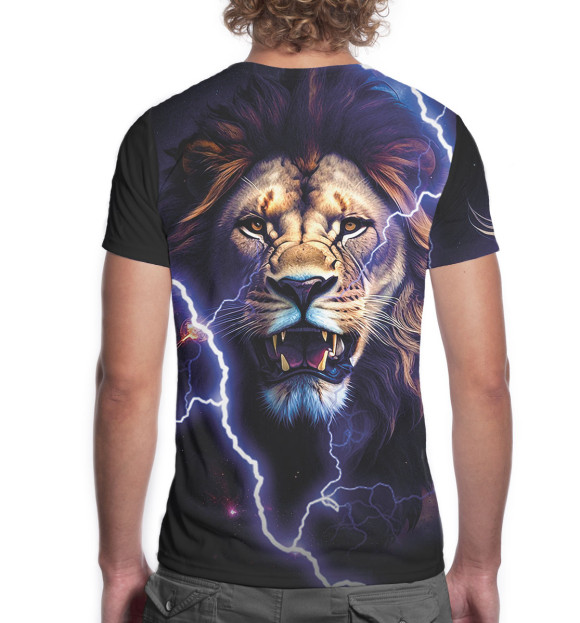 Мужская футболка с изображением Лев цвета Белый