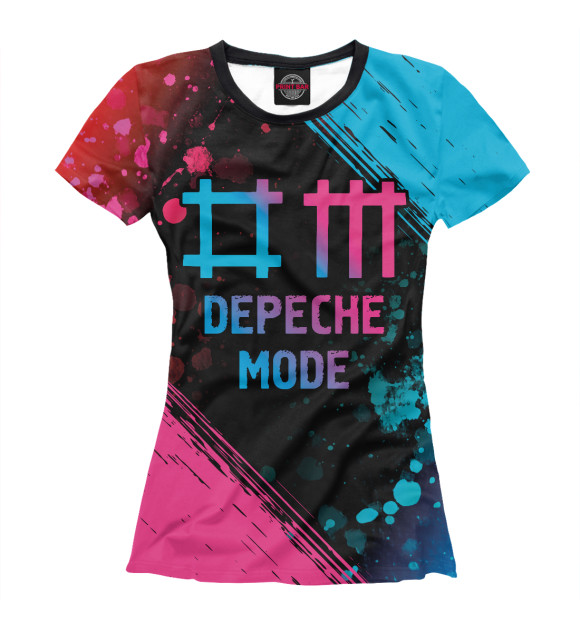 Женская футболка с изображением Depeche Mode Neon Gradient (colors) цвета Белый