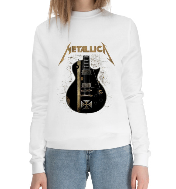 Женский хлопковый свитшот с изображением Metallica цвета Белый