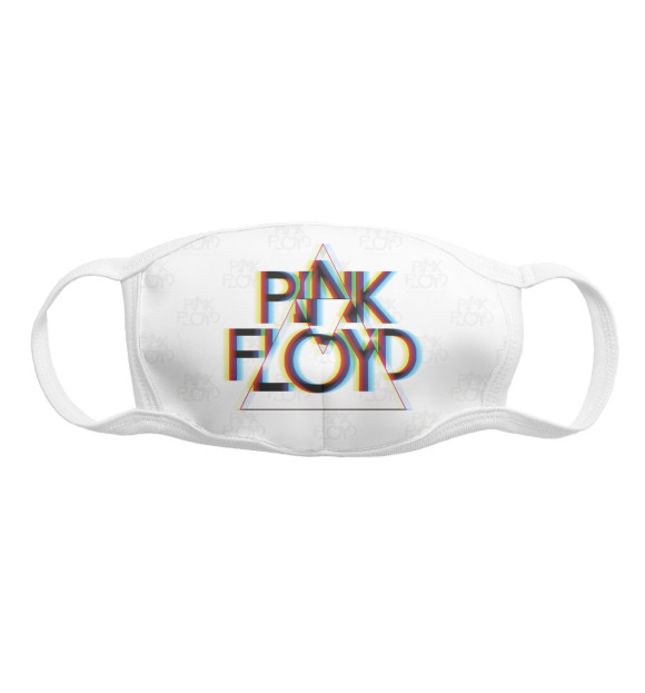 Маска тканевая с изображением Pink Floyd глитч цвета Белый