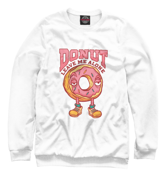 Мужской свитшот с изображением Пончик интроверт цвета Белый