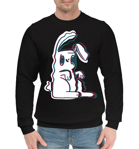 Мужской хлопковый свитшот с изображением Кролик цвета Черный
