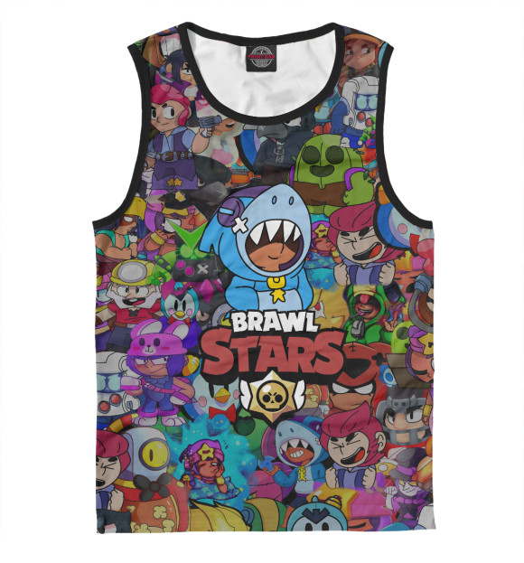 Майка для мальчика с изображением Brawl Stars: LEON SHARK цвета Белый